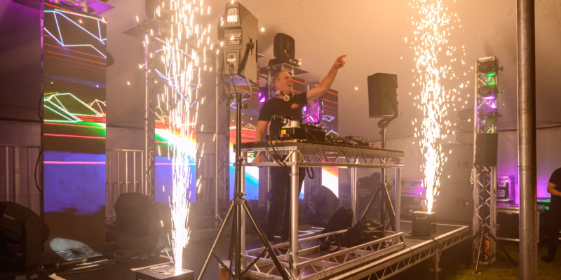 Technical event production set up, a stage and DJ